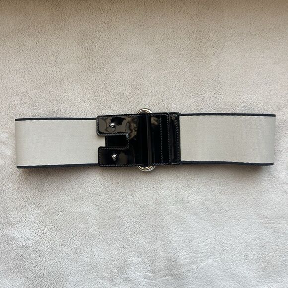 Sonia By Sonia Rykiel Tan Stretch Belt Black  Patent Leather  & Silver Clasp‎ OS main image 4